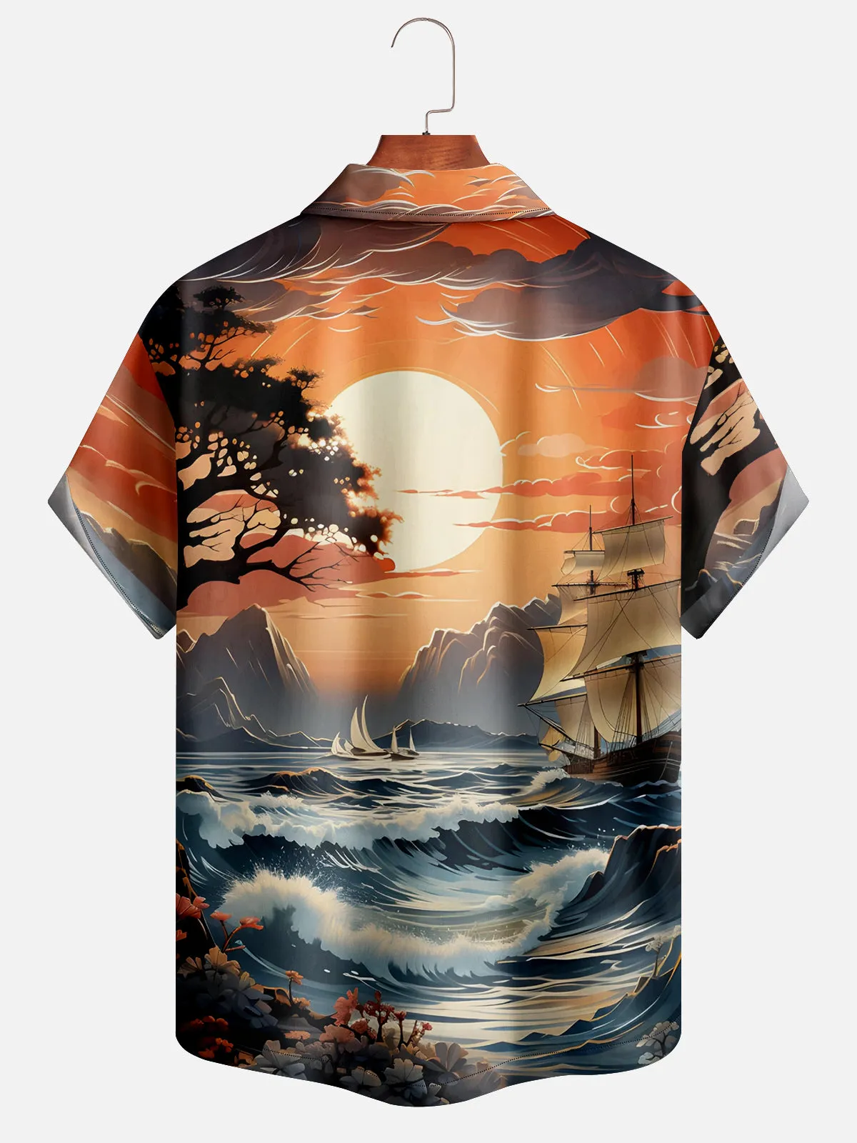 Men's Ocean Ship Painting Short Sleeve Shirt