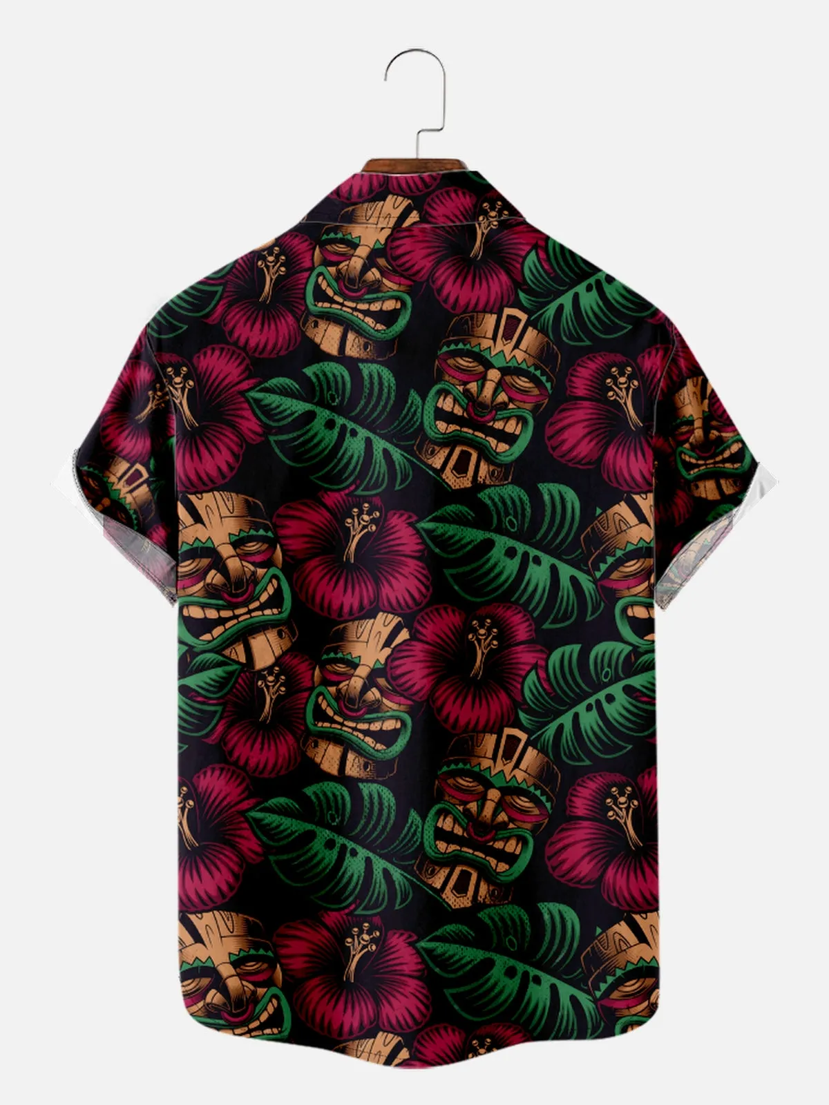 Men's Tiki Floral and Palm Leaves Short Sleeve Shirt