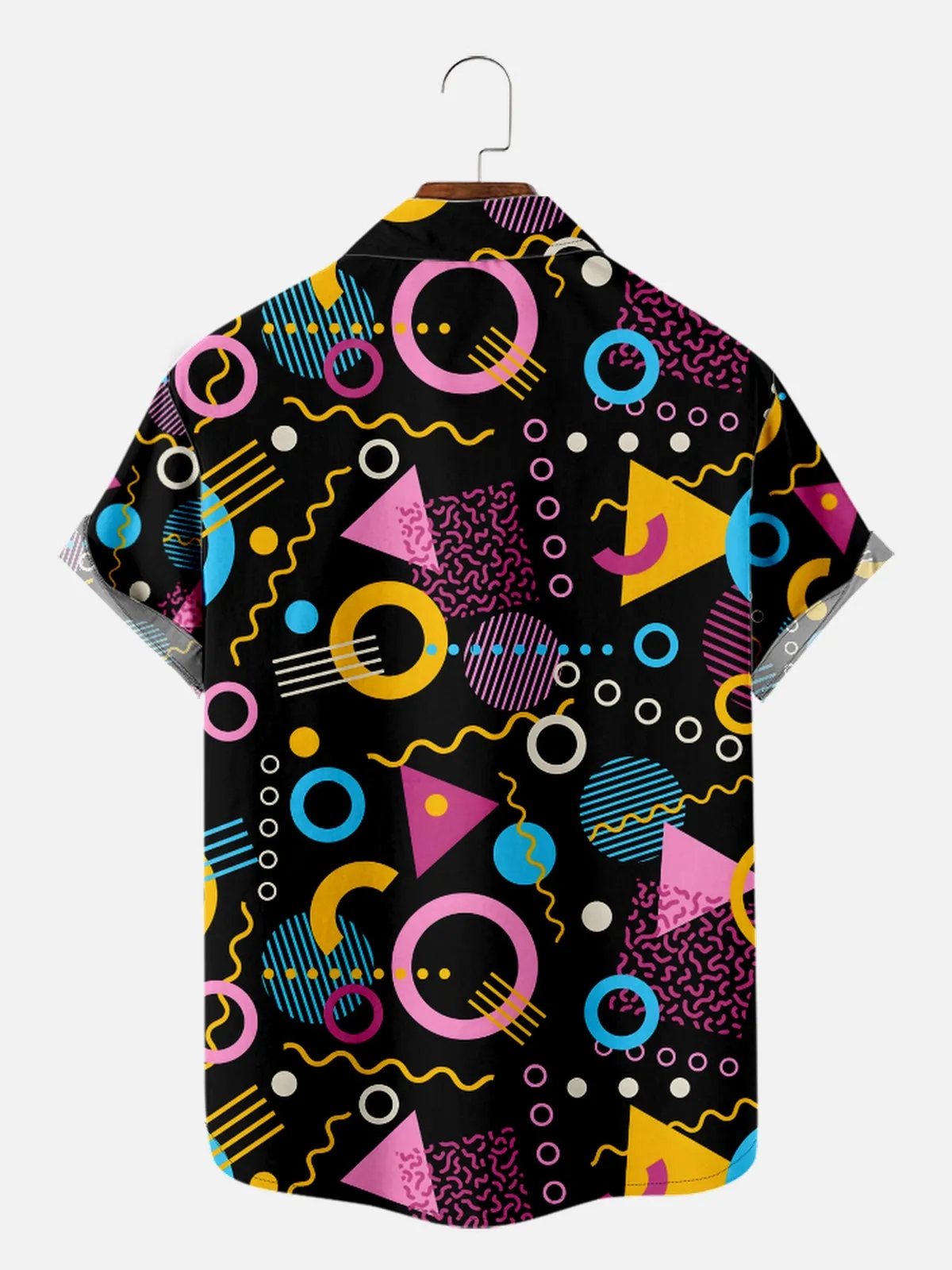 Men's Trapper Keeper Inspired Colorful Shapes Short Sleeve Shirt