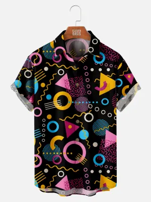 Men's Trapper Keeper Inspired Colorful Shapes Short Sleeve Shirt