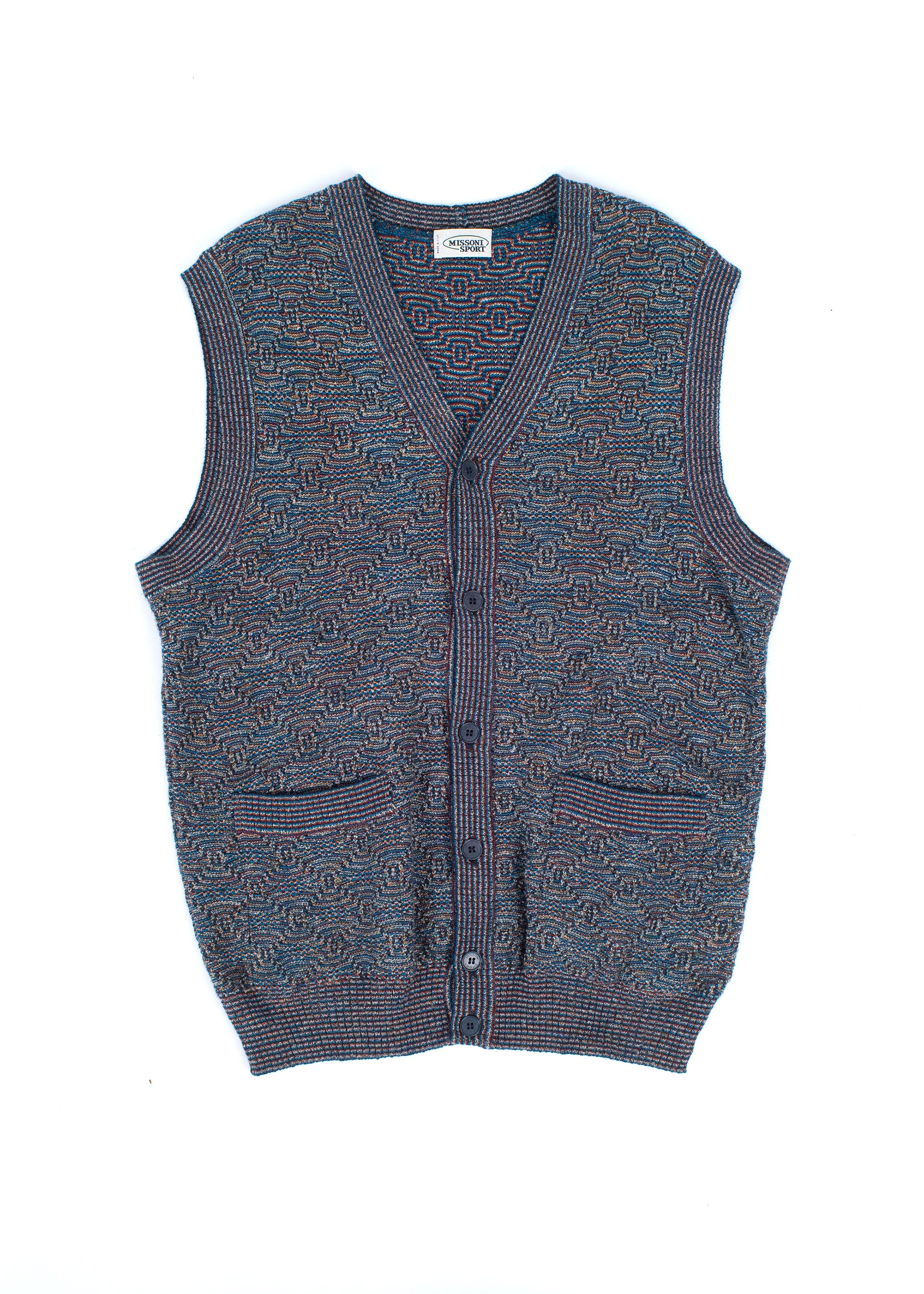 Missoni Wool Blend Button Front V-neck Vest, Men's L