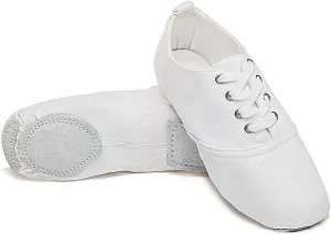 MSMAX Jazz Shoes for Women Girls Split Sole Canvas Ballet Dance Teaching Flats White 5.5 M US Women