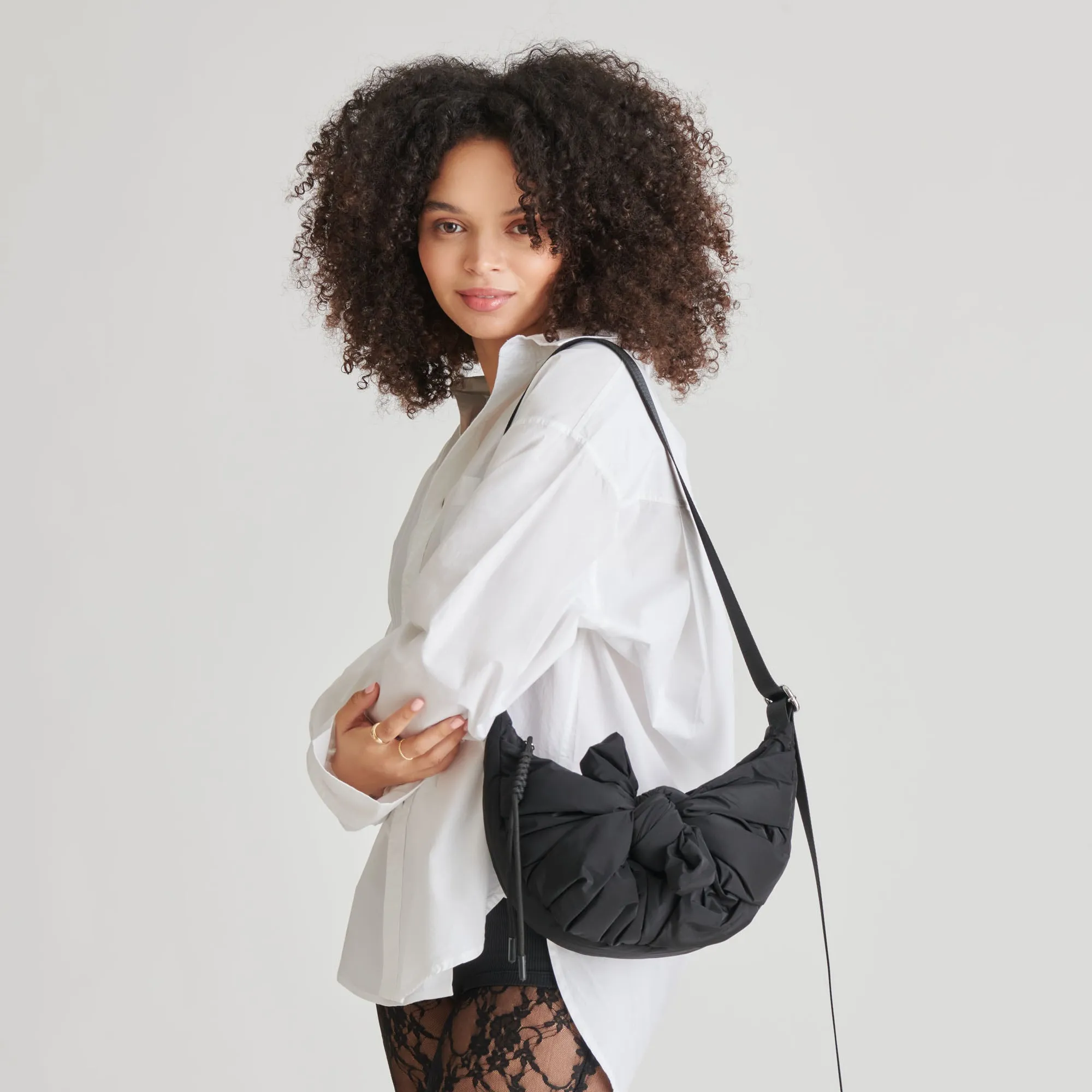 NANCY SHOULDER BAG BLACK NYLON