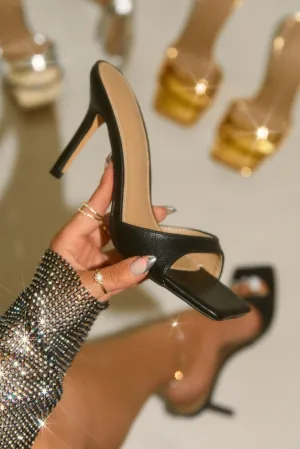 Nellie Mid Heel Mules - Black