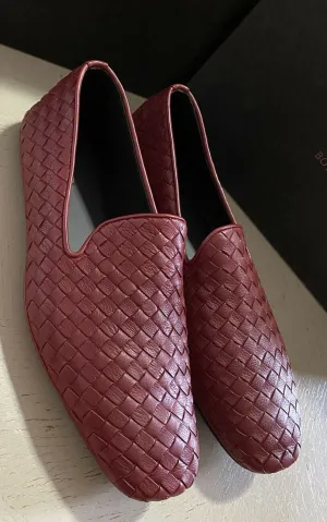 NIB $810 Bottega Veneta Men Leather Loafers Shoes Burgundy/Red 11 US/44 Eu