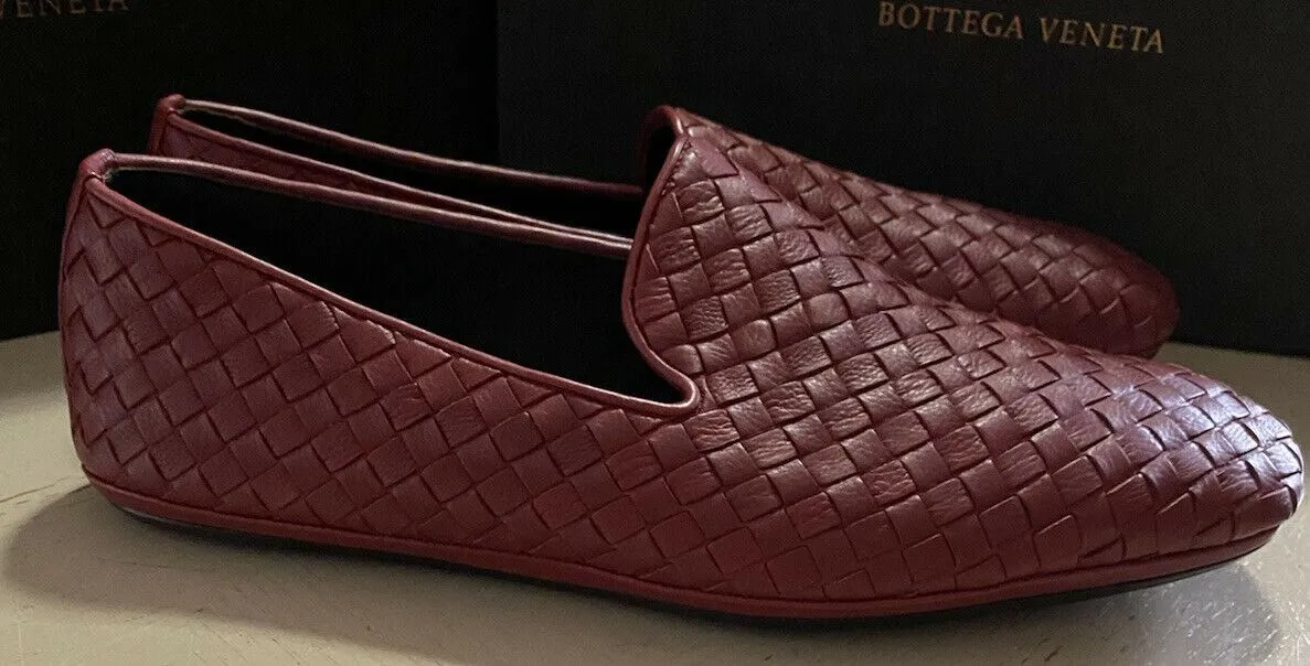NIB $810 Bottega Veneta Men Leather Loafers Shoes Burgundy/Red 12 US/45 Eu