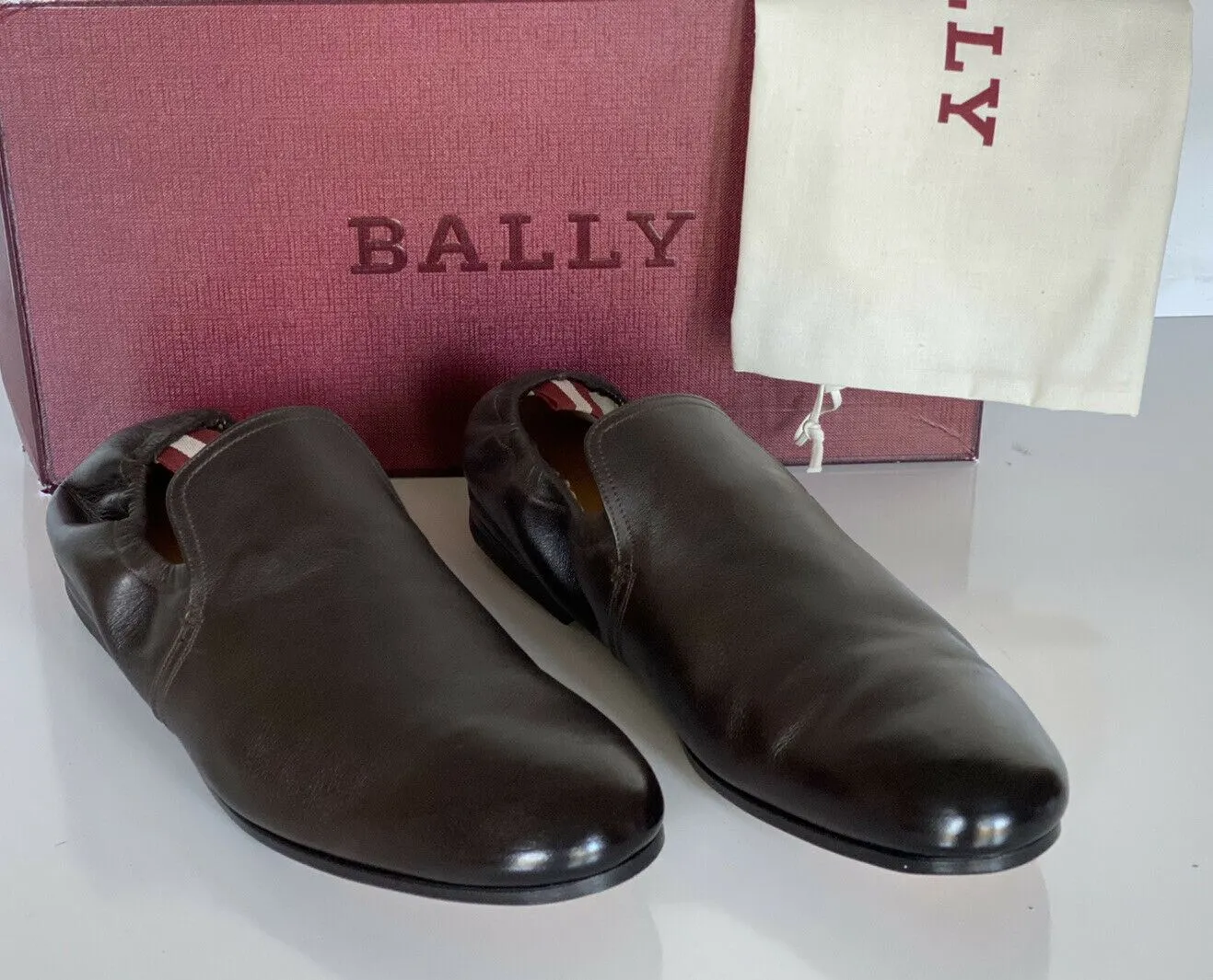 NIB Bally Mens Planker Calf Leather Loafers Coffee 8 US Switzerland 6231386