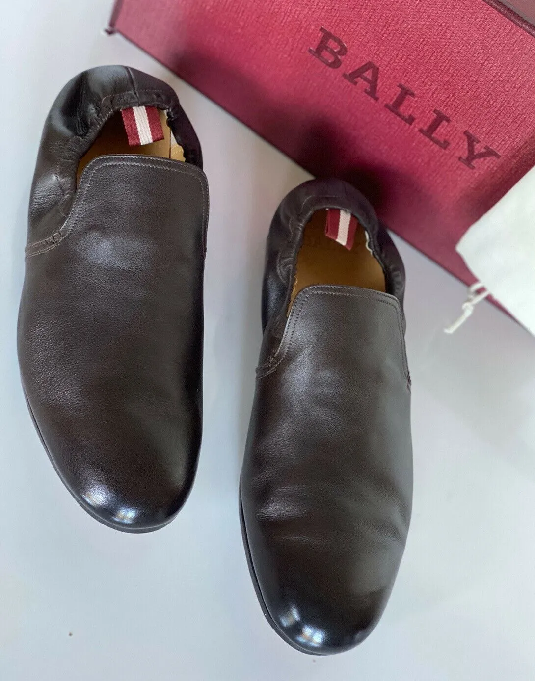 NIB Bally Mens Planker Calf Leather Loafers Coffee 8 US Switzerland 6231386