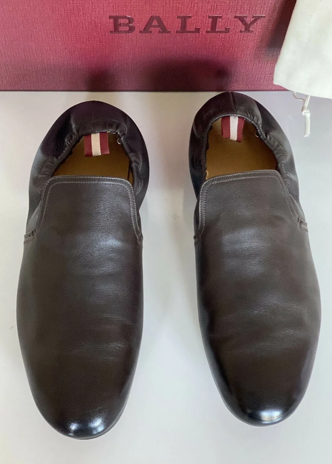 NIB Bally Mens Planker Calf Leather Loafers Coffee 8 US Switzerland 6231386