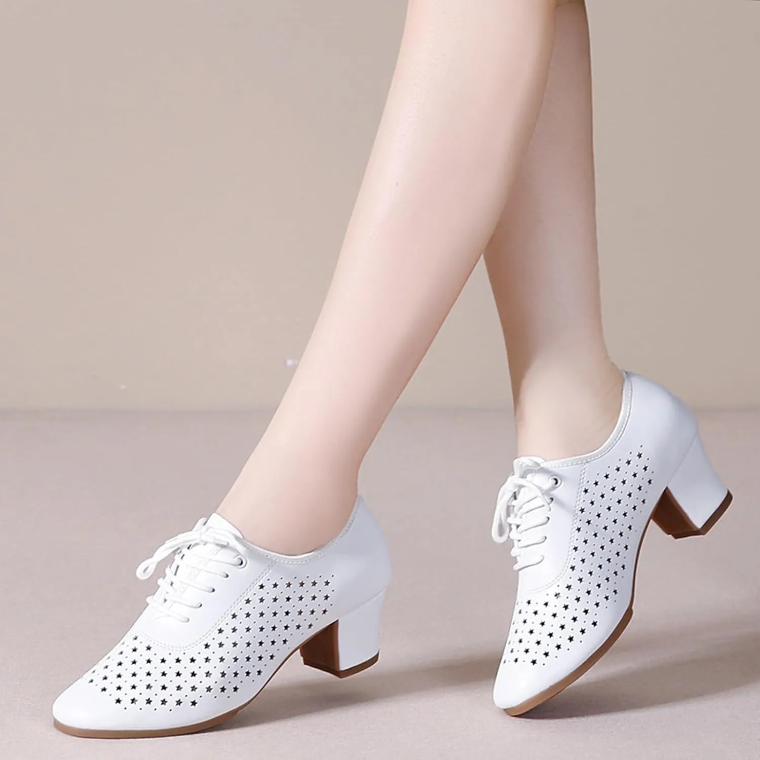 ONAIC Latin Dance Shoes for Womens Lace Up Ballroom Salsa Tango Dance Shoe Performance Modern Salsa Dancing 5Cm Heels
