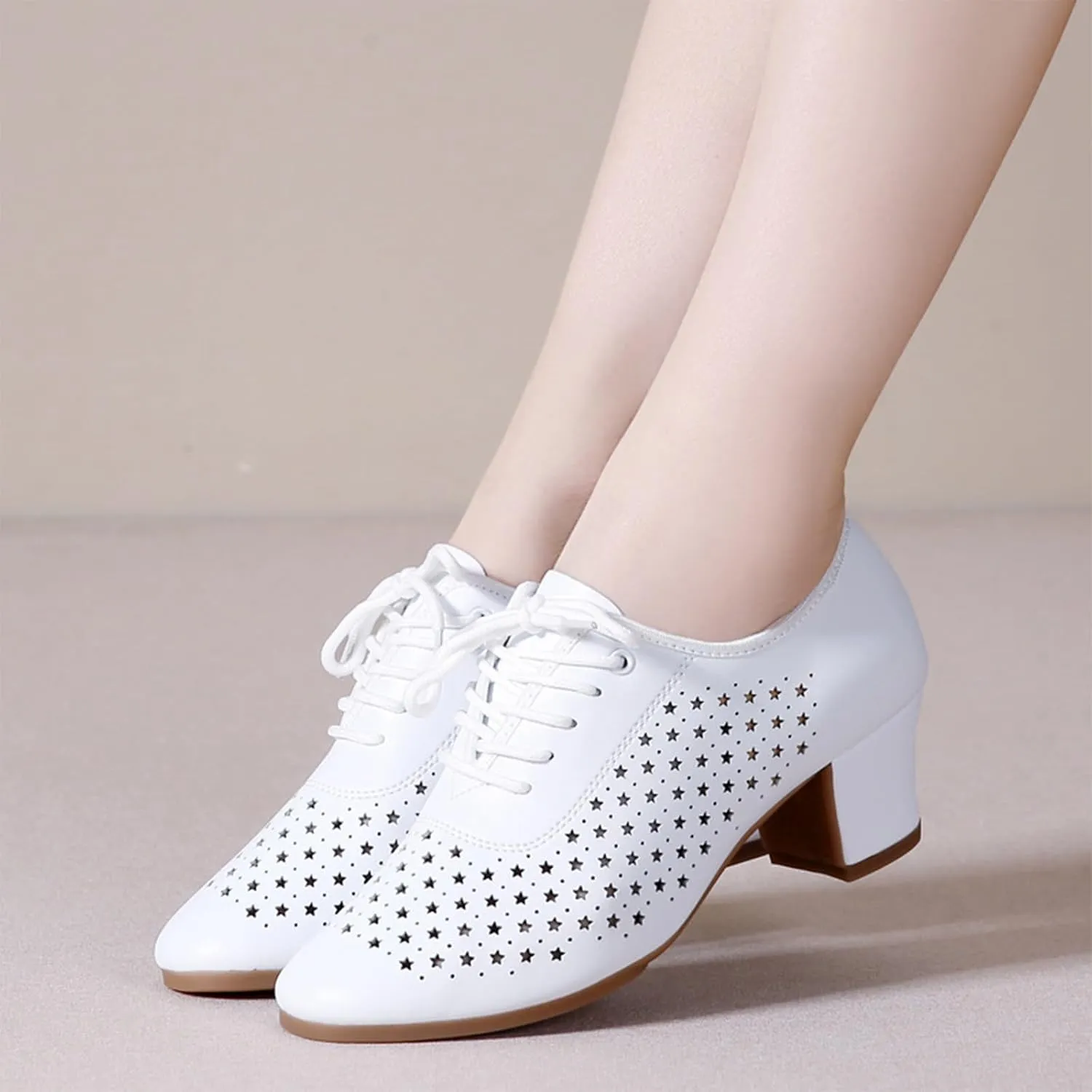 ONAIC Latin Dance Shoes for Womens Lace Up Ballroom Salsa Tango Dance Shoe Performance Modern Salsa Dancing 5Cm Heels