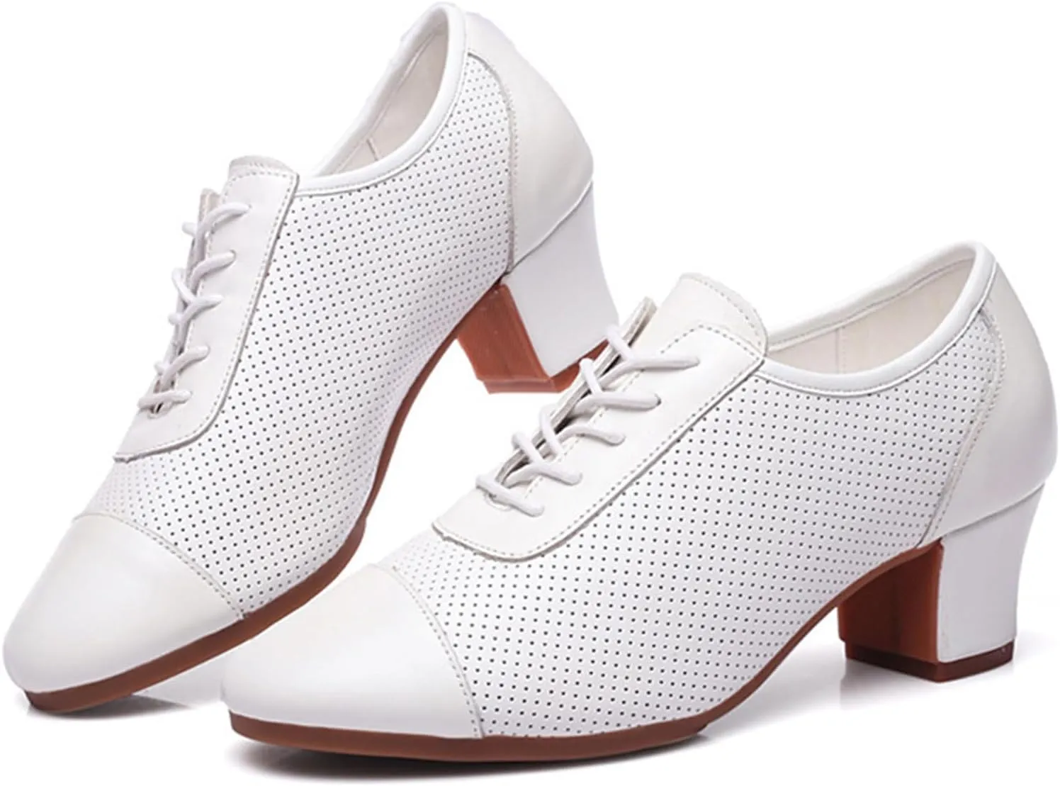 ONAIC Women's Ballroom Practice Shoes Lace-Up Modern Salsa Teaching Shoes Latin Rhythm Dance Shoes