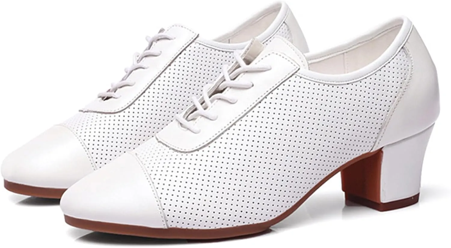 ONAIC Women's Ballroom Practice Shoes Lace-Up Modern Salsa Teaching Shoes Latin Rhythm Dance Shoes