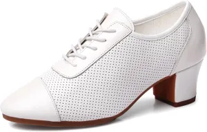 ONAIC Women's Ballroom Practice Shoes Lace-Up Modern Salsa Teaching Shoes Latin Rhythm Dance Shoes