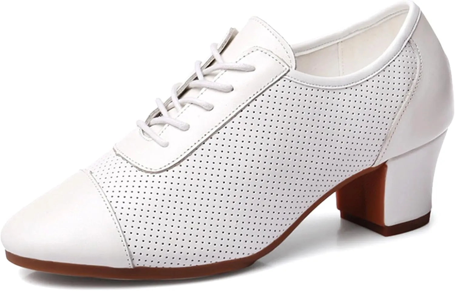 ONAIC Women's Ballroom Practice Shoes Lace-Up Modern Salsa Teaching Shoes Latin Rhythm Dance Shoes
