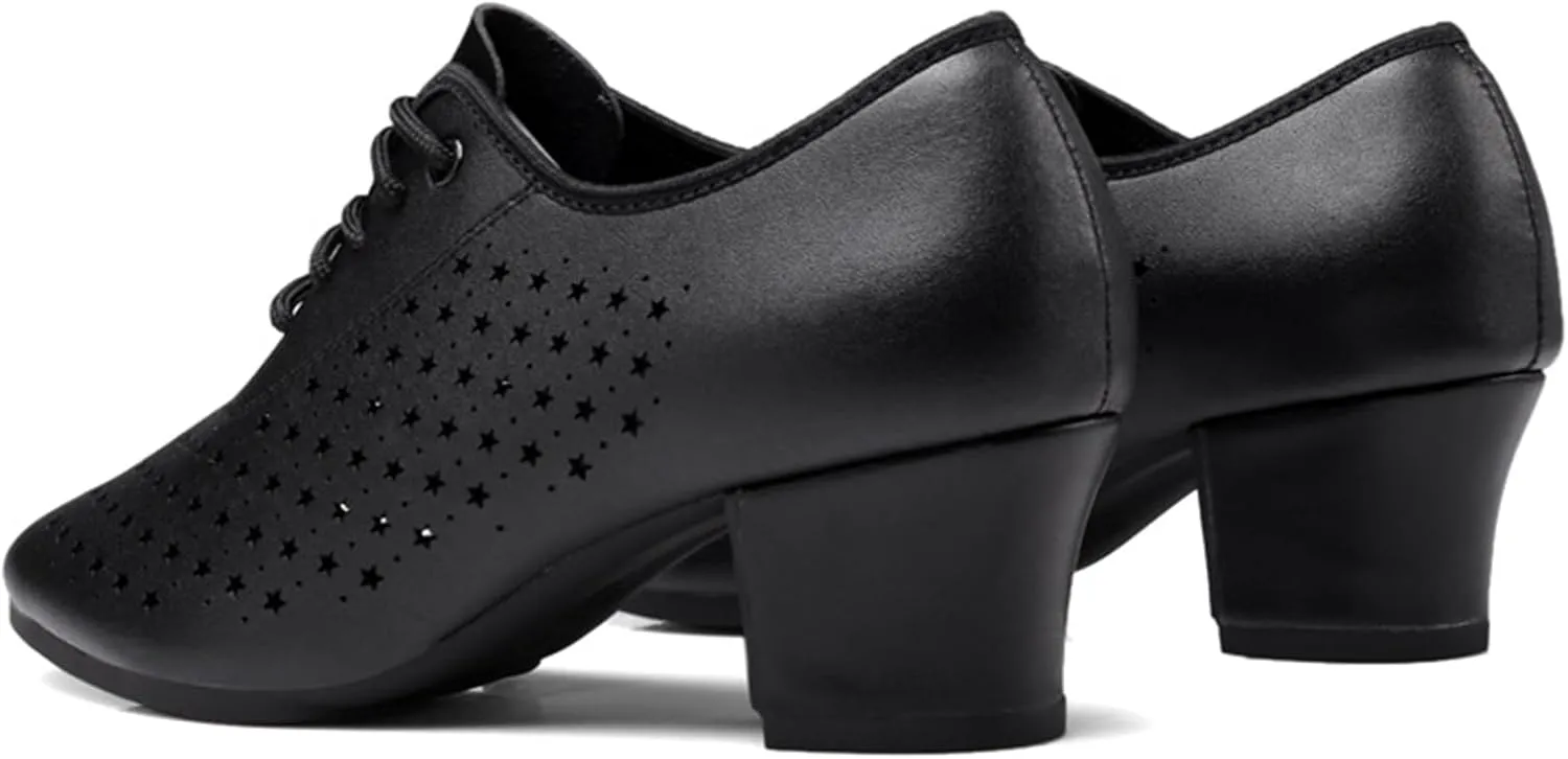 ONAIC Women's Lace-Up Dance Shoes Ballroom Modern Salsa Shoes Professional Performance Dance Shoes 3.5 Heels