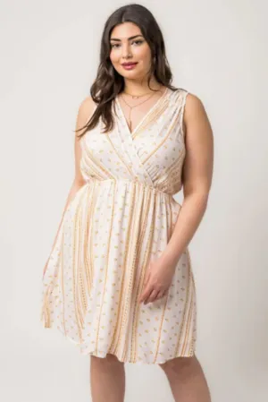 Plus Size Sleeveless Surplice Back Tie Floral Mini Dress