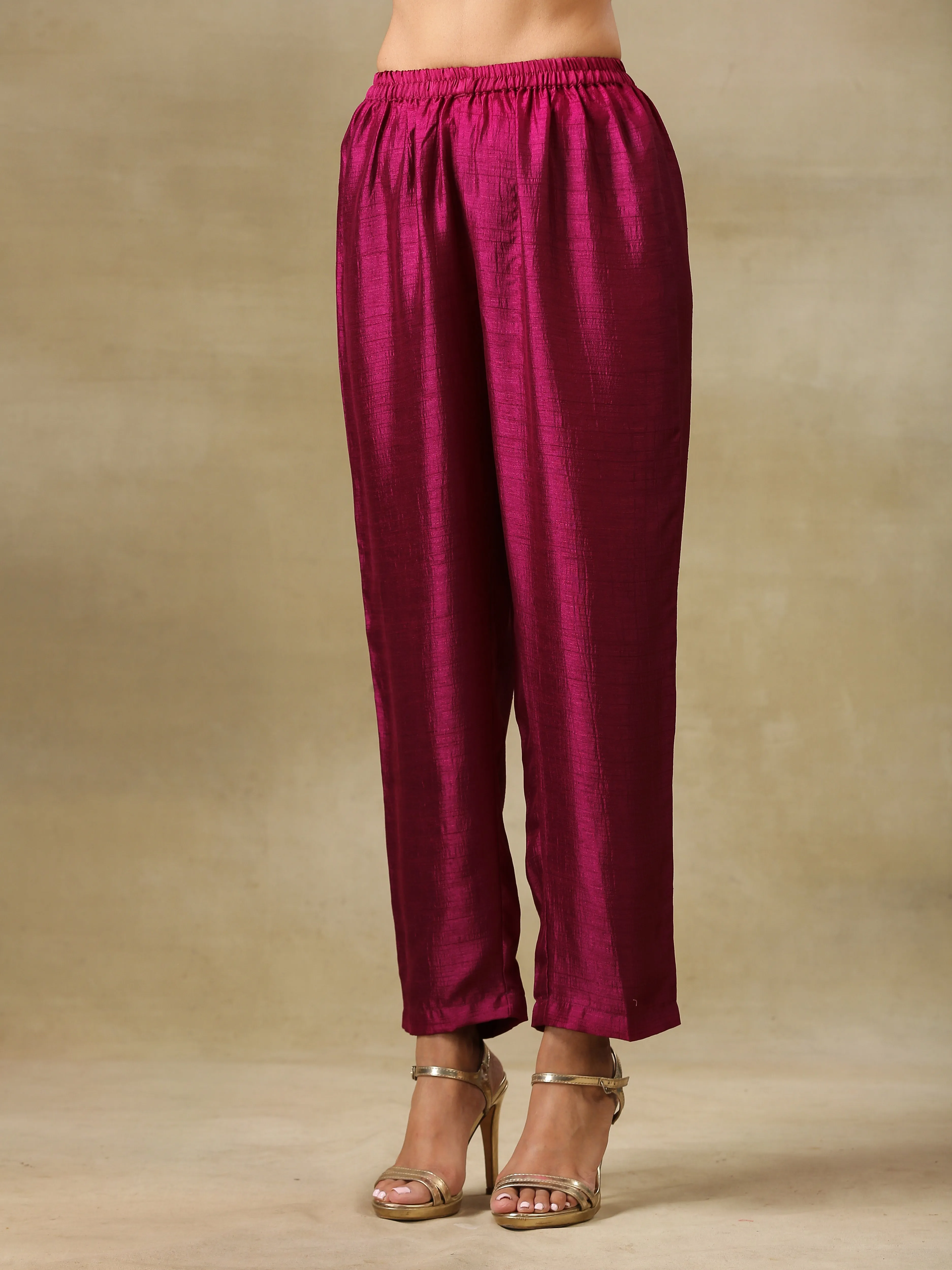 Purple Textured Silk Gathered Kaftan Co-Ord Set | Relove