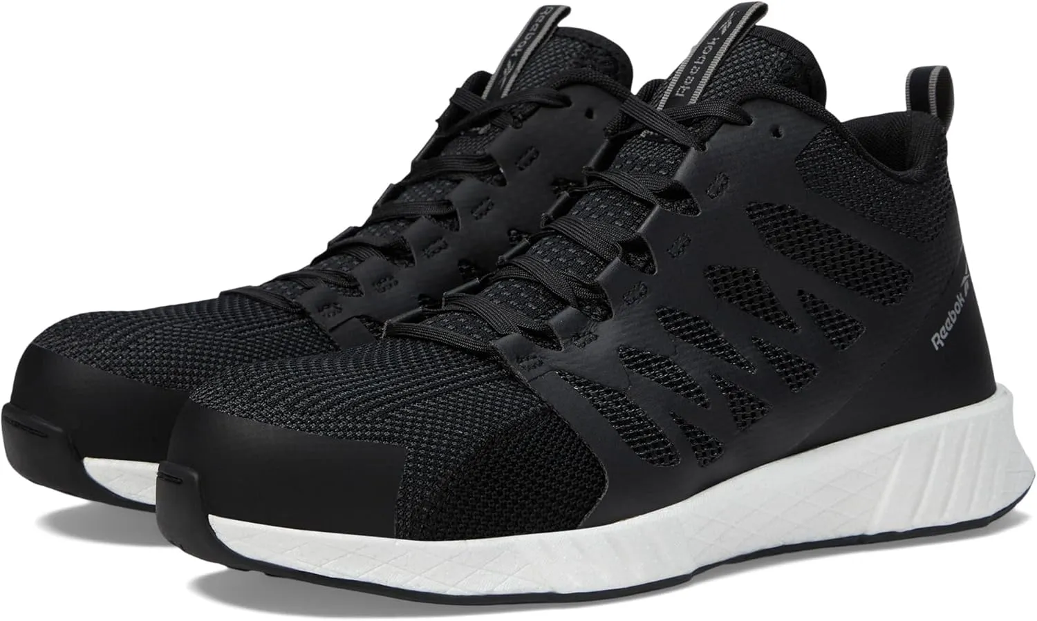 Reebok Work Men's RB4316 Fusion Flexweave Safety Composite Toe Athletic Mid Cut Work Shoe Black and White Industrial & Construction Boot, 13