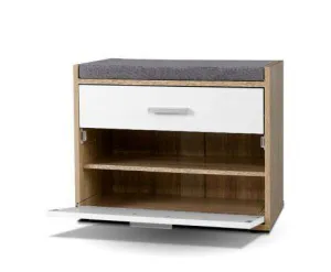 Shoe Cabinet Bench Shoes Storage Organiser Rack Fabric Seat Wooden Cupboard Up to 8 pairs