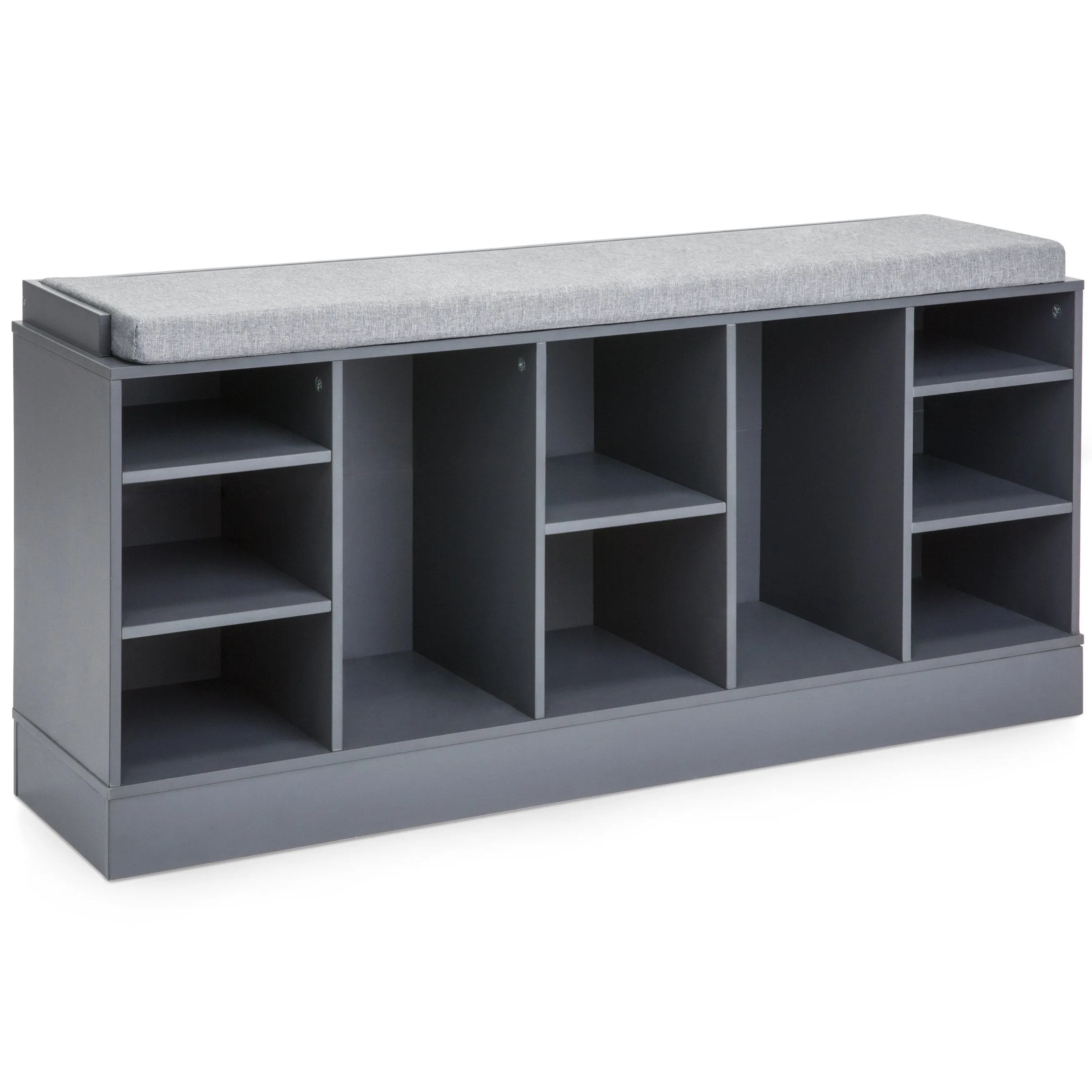 Shoe Storage Rack Bench w/ Padded Seat, 10 Cubbies