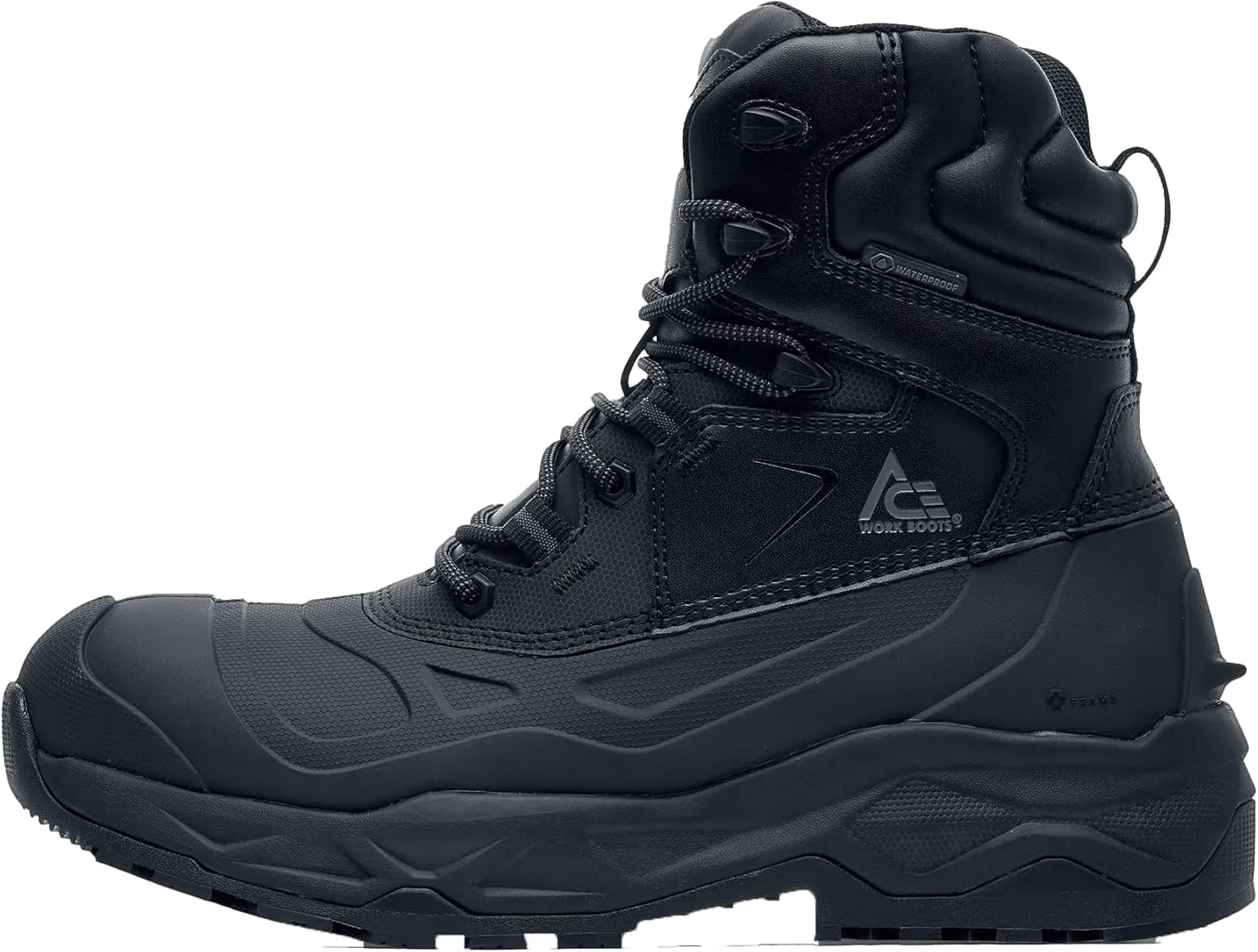 Shoes for Crews ACE Fargo II, Men's Soft Toe (ST) Work Boots, Slip Resistant and Waterproof, Black, Size 7.5
