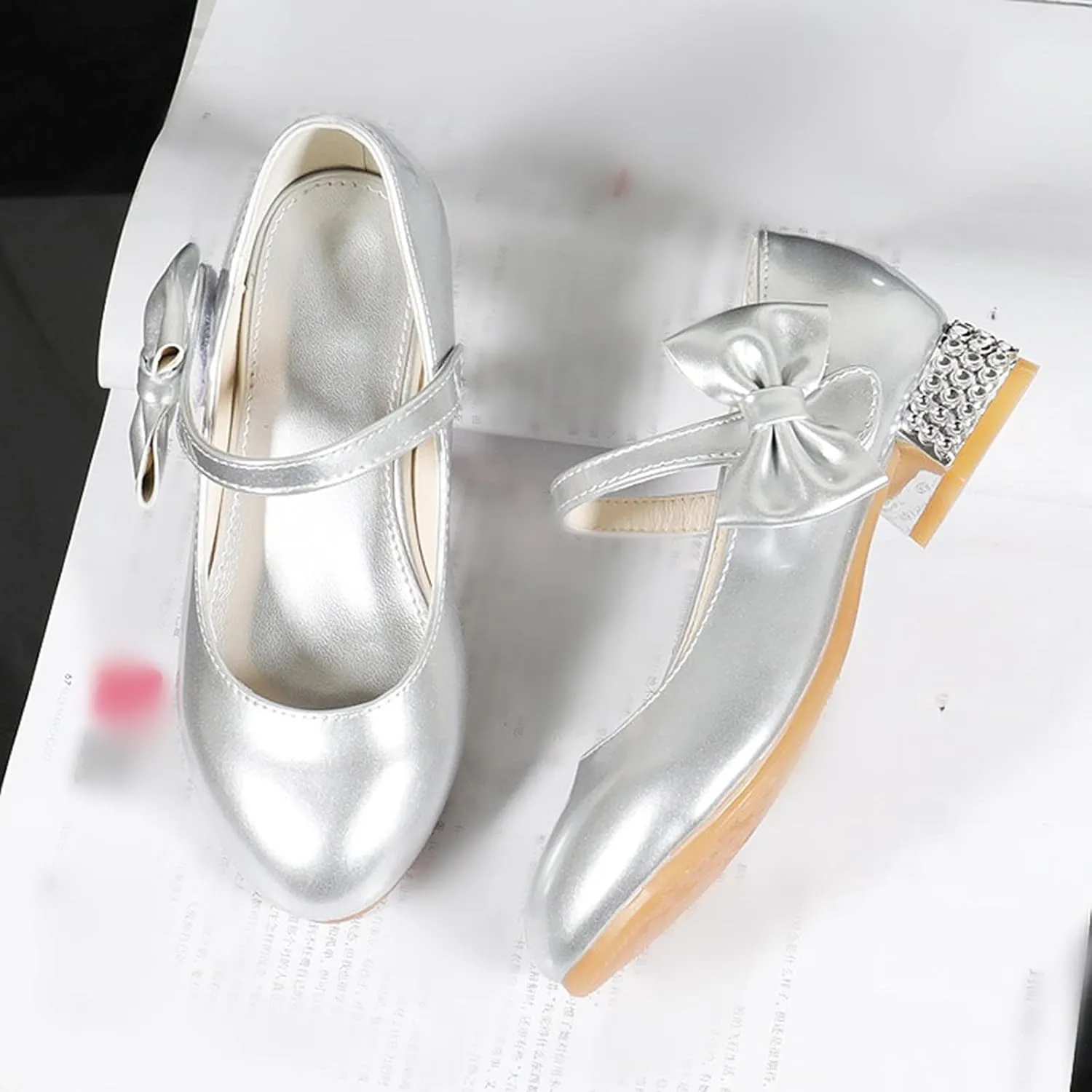 Shoes Low Heel Toddler Girls Dress Shoes Cute Bowknot Patent Mary Jane Flower Girls Wedding School Party Shoes