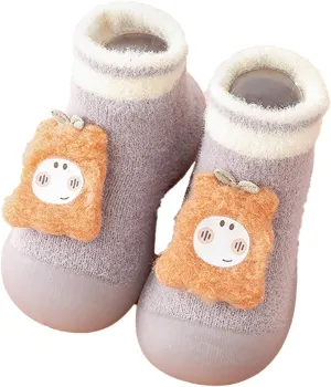Size 5 Baby Boy Boots Infant Toddle Footwear Winter Toddler Shoes Soft Bottom Indoor Non Slip Warm Cartoon Bear Floor Socks Shoes Baby Girl Shoes New Born