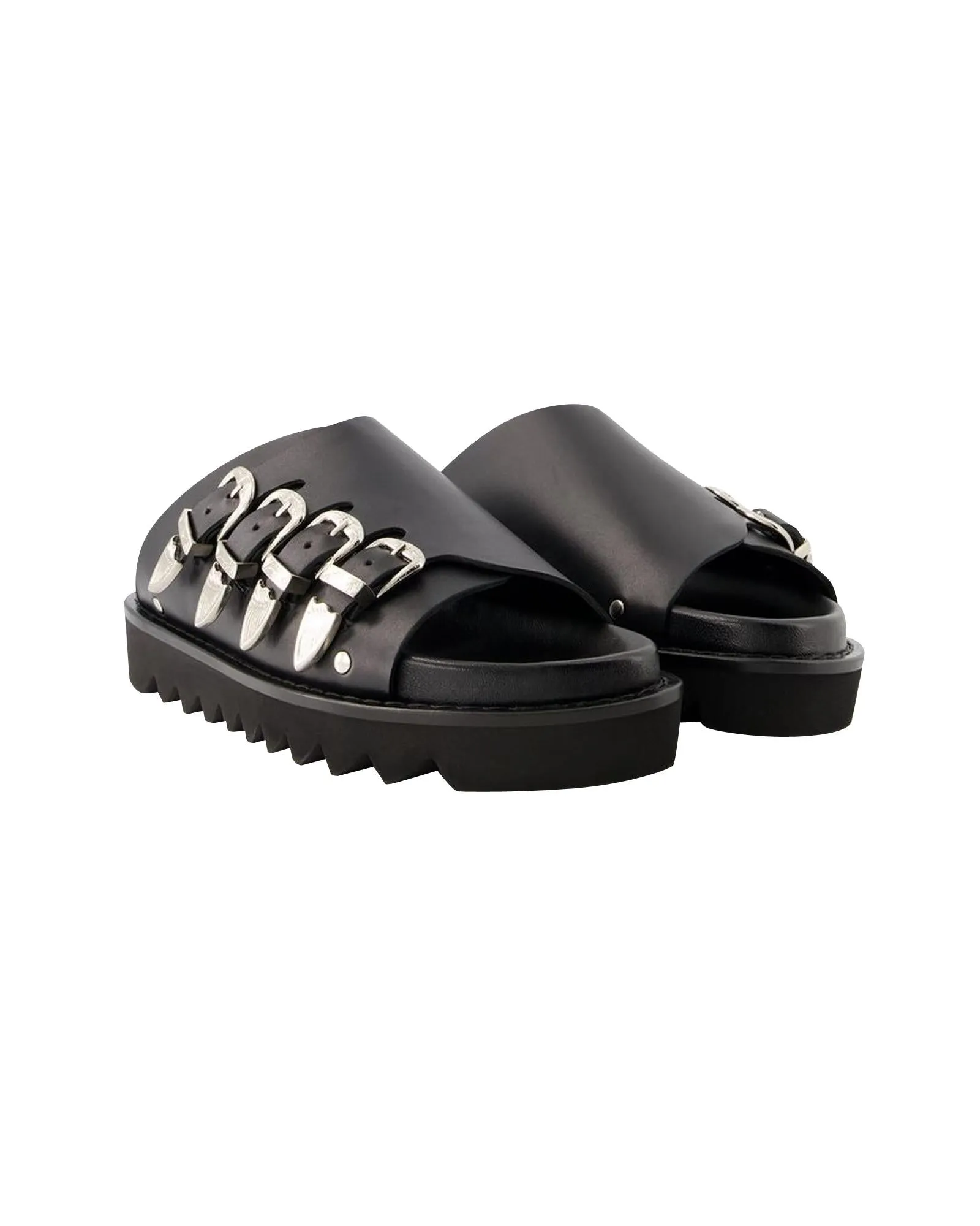 Smooth Calfskin Ankle Strap Sandals - Round Toe - Leather Sole