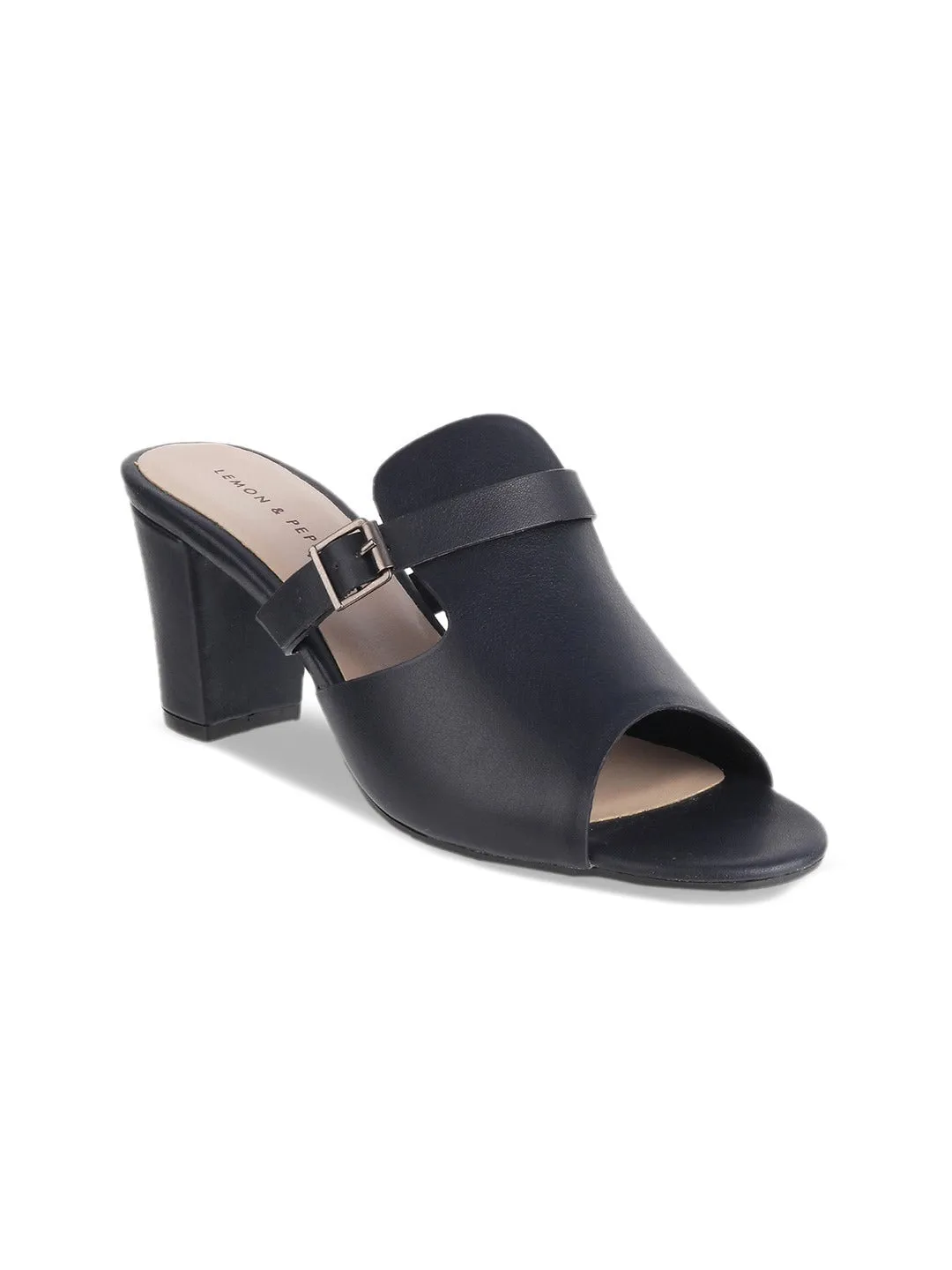 Solid Block Heel Mules