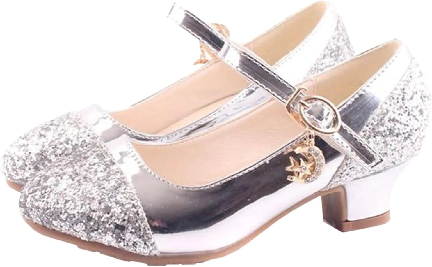 Toddler Girls Mary Jane Dress Shoes Rhinestones Sparkle Flower Girl Wedding Low Heels Toddler Girls Pump Shoes