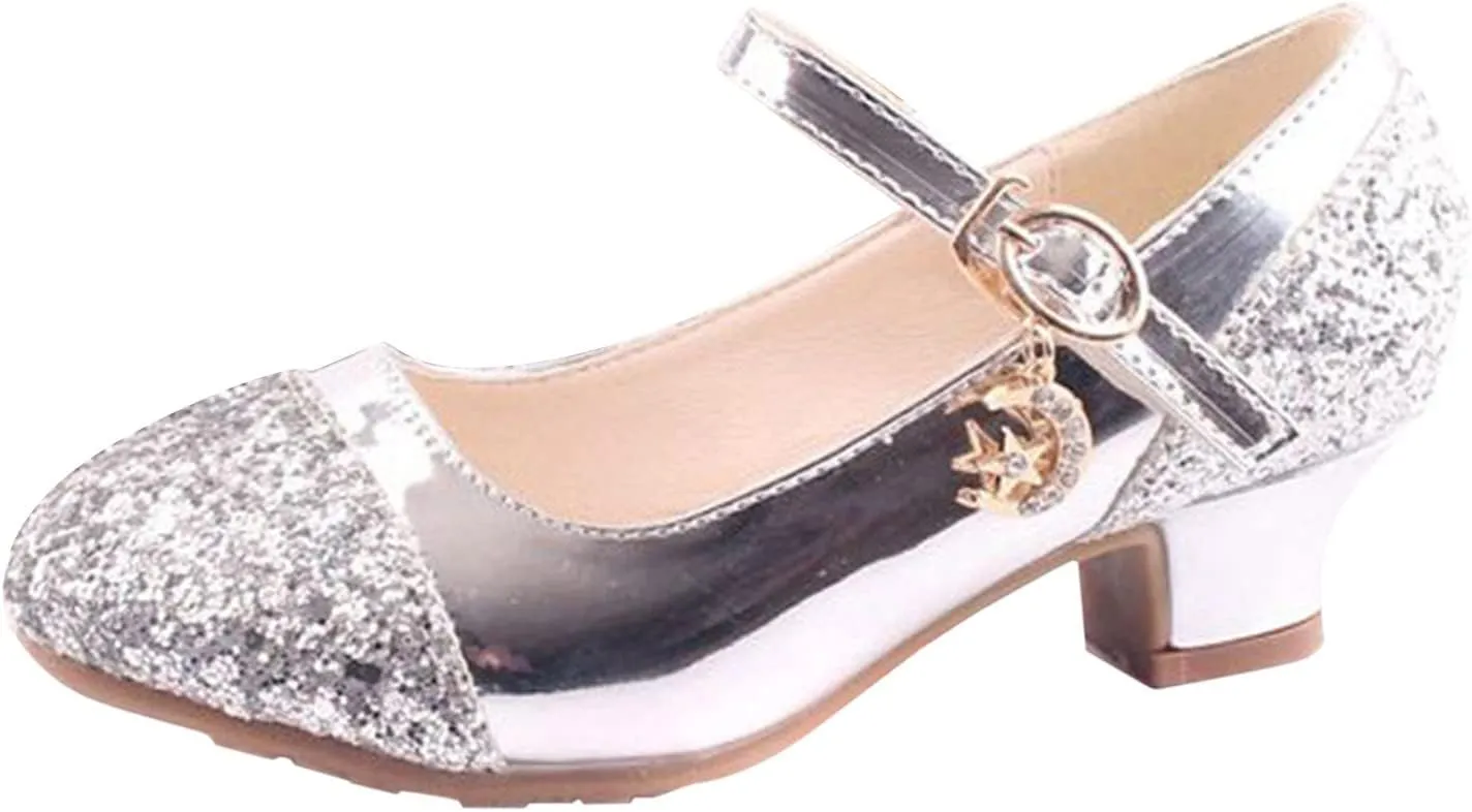 Toddler Girls Mary Jane Dress Shoes Rhinestones Sparkle Flower Girl Wedding Low Heels Toddler Girls Pump Shoes
