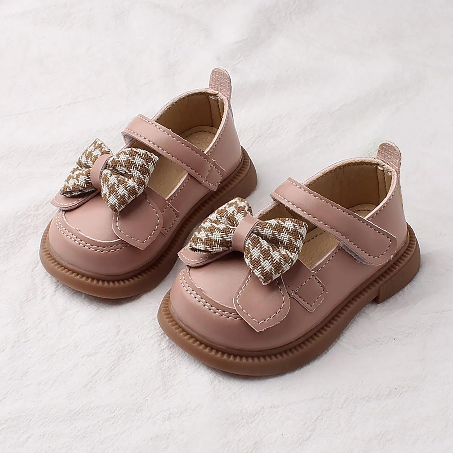 Toddler Girls Mary Jane Shoes Platform Slip On Chunky Heel Leather Flats Round Toe School Uniform Dress Shoes