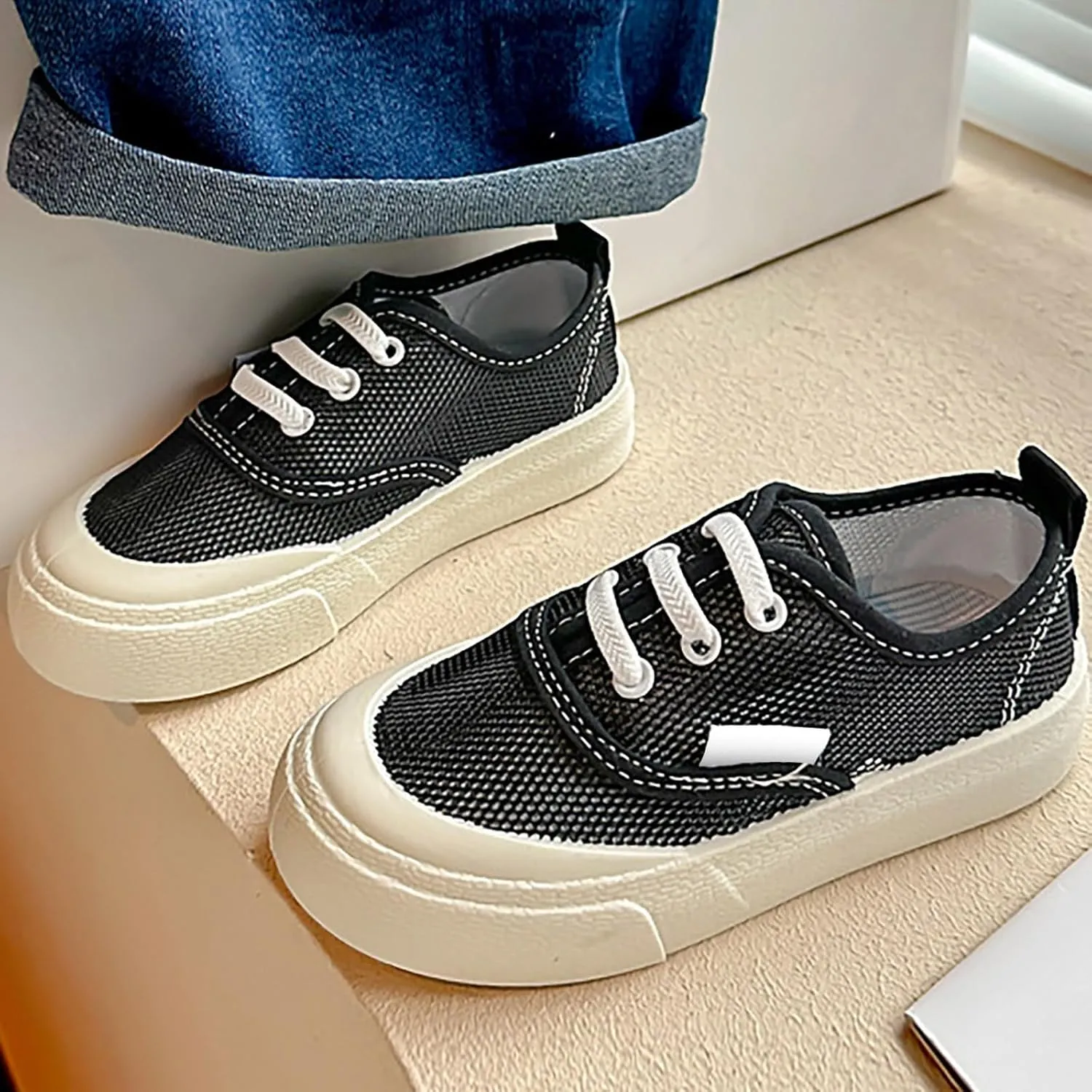 Toddler Kids Canvas Flats Shoes Single Mesh Breathable Casual Slip On Shoes for Girls Baby Canvas Sneakers Boys