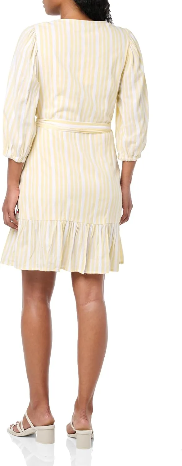 Tommy Hilfiger Women's 3/4 Sleeve Striped Wrap Dress