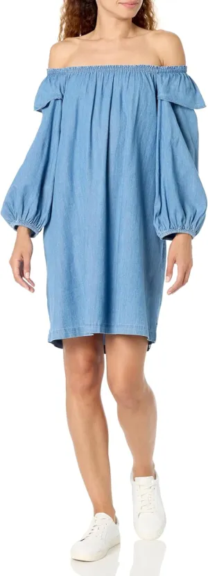 Tommy Hilfiger Women's Long Sleeve Solid Off The Shoulder Dress