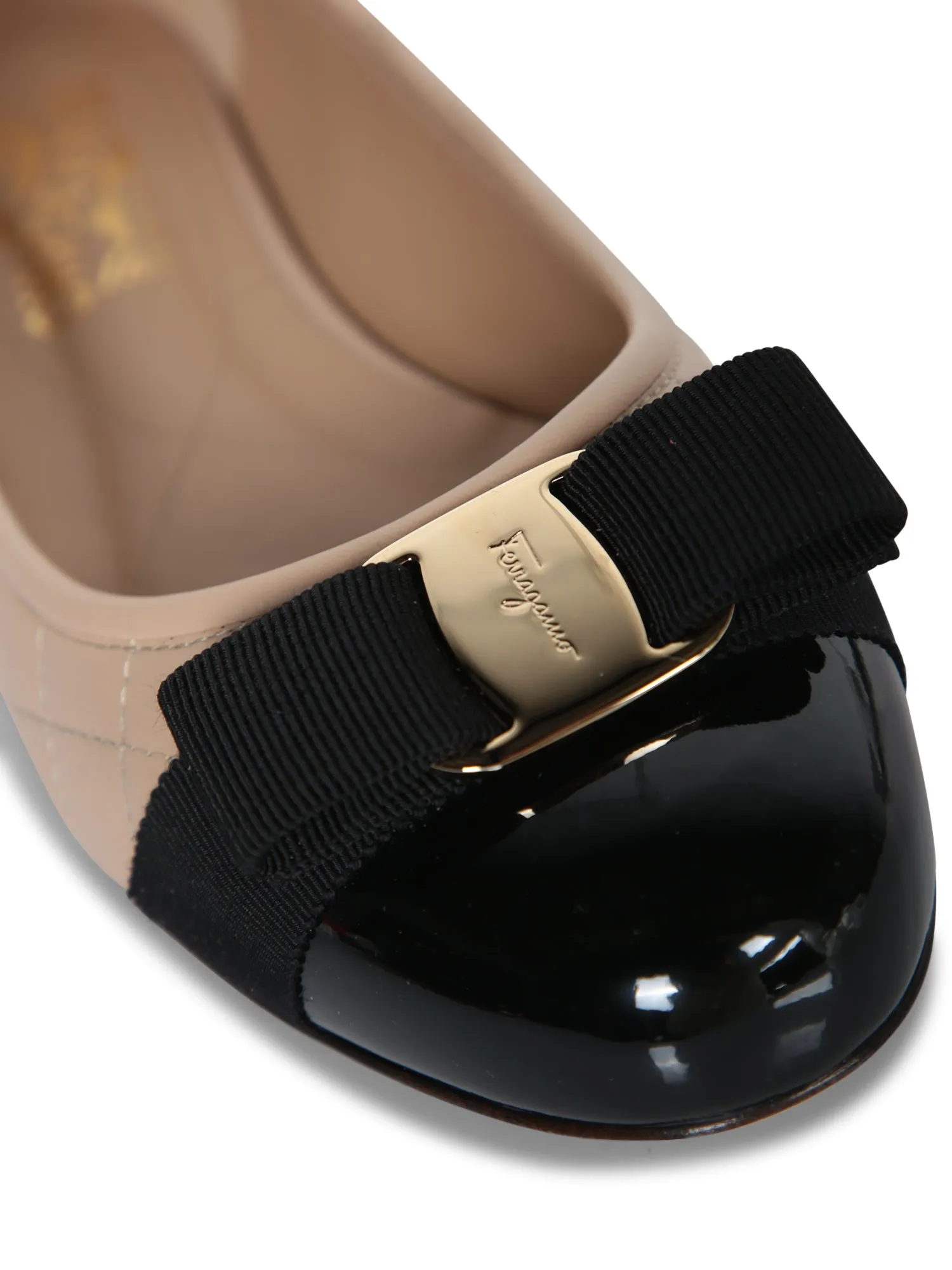 Vara Quilted Flat in Beige and Black