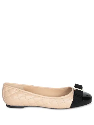 Vara Quilted Flat in Beige and Black