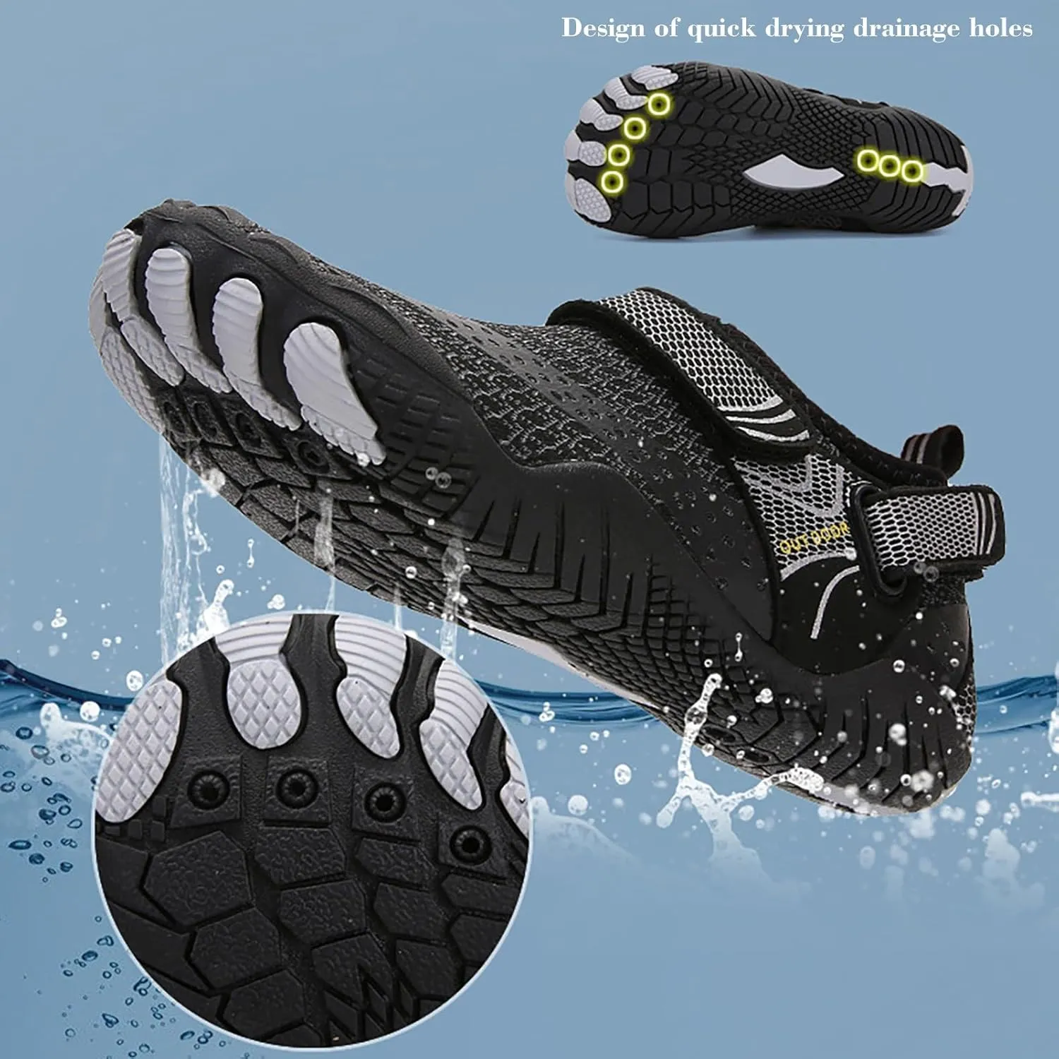 Water Shoes for Women Closed Toe Non Slip Womens Water Hiking Shoes Water Shoes Men Wide Width Quick Drying Sports Aqua Shoes for Pool Beach Surf Water Park Yoga