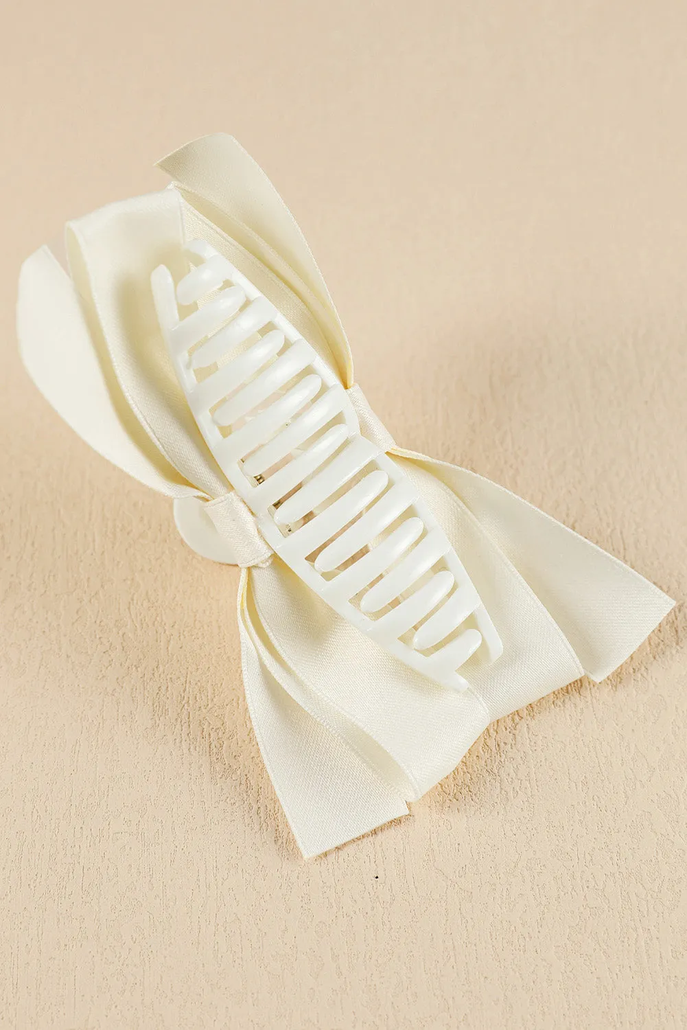 White Bow Decor Large Hair Claw Clip