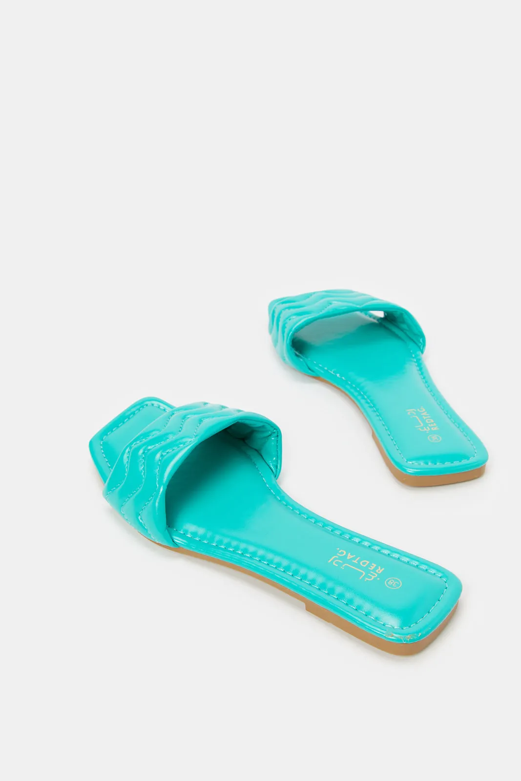 Women Blue Embossed Quilt Mule