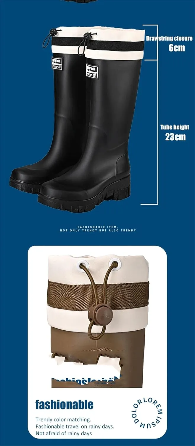 Women Men Couple Warm Rain Boots Detachable Cotton Water Shoes Universal Style Rain Boots