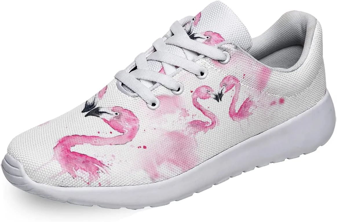 Women Men Road Running Shoes,Athletic Fashion Flamingo Love Cool Sneaker for Girl,Boy,Gym,Walking,Hiking,Jogging,Tennis,Travel and More White Size 4