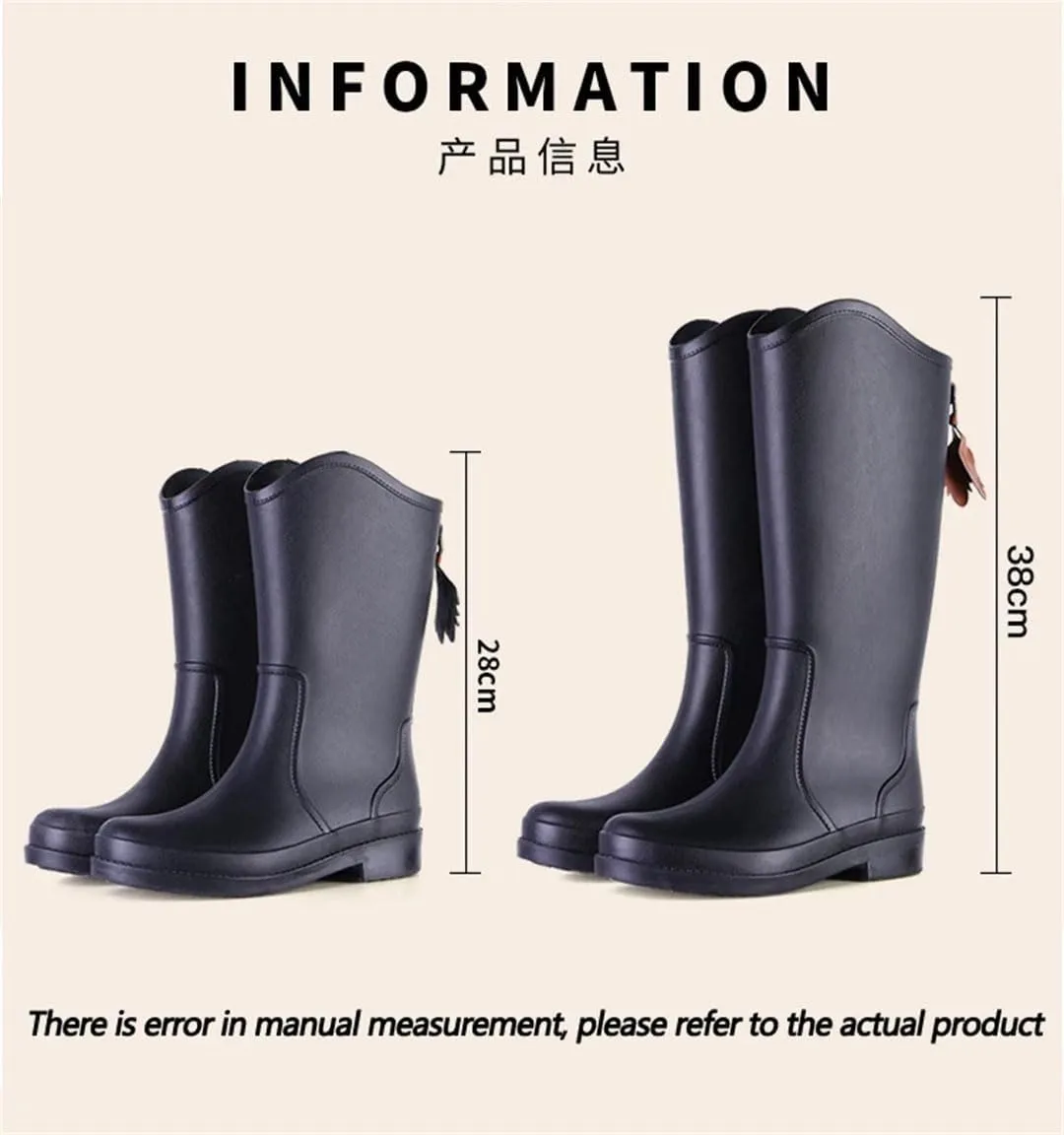 Women Rubber Rainboots Rain Boots Slip-On Rubber For Shoes Waterproof Non-Slip Wear-Resistant Water Boots