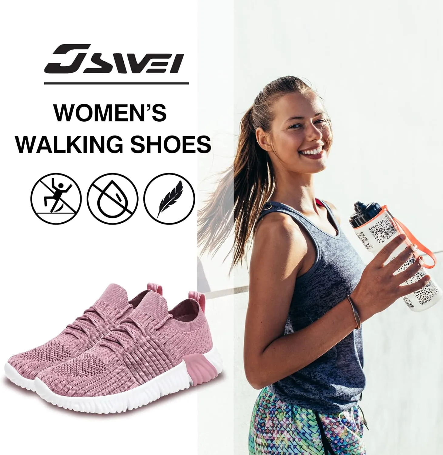 Women Slip On Comfort Shoes Walking Shoes Non Slip Running Shoes Breathable Lightweight Gym Golf Fashion Sneakers