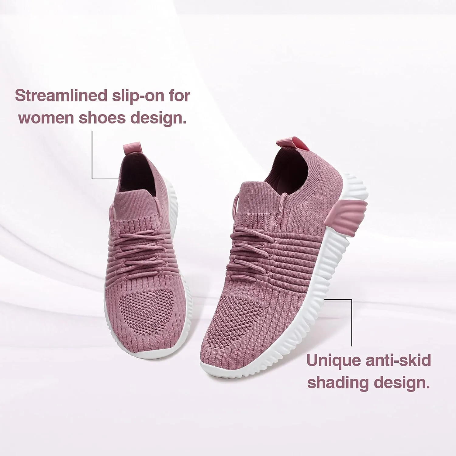 Women Slip On Comfort Shoes Walking Shoes Non Slip Running Shoes Breathable Lightweight Gym Golf Fashion Sneakers