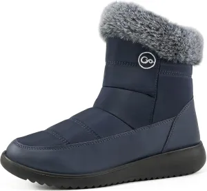 Women Winter Snow Boots Waterproof: Warm Mid Calf Boots for Women with Fur Lined - Comfortable Outdoor Slip On Booties Anti-Slip