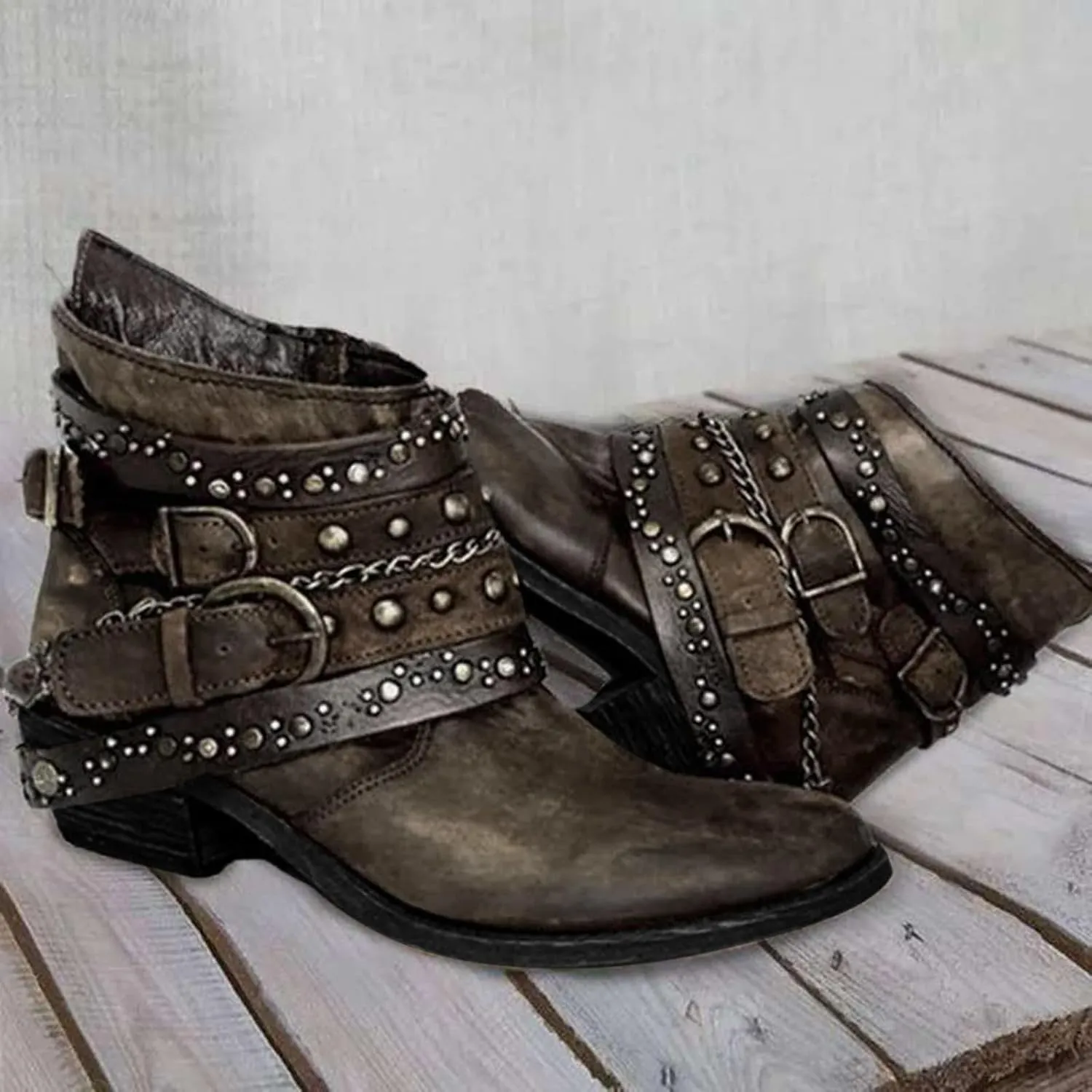 Women's Boots Ankle Womens Black Booties Low Heel Women's Casual Boots Hiking Boot Laces Men Closed Toe Indoor and Outdoor Lace-up Round Toe Comfortable Low Heel