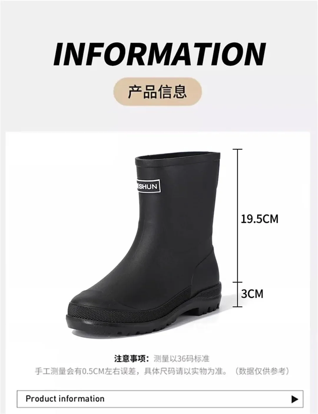 Women's Color Rain Boots Mid-Calf Rain Boots Waterproof And Non-Slip Outer Wear Gardening Work Shoes