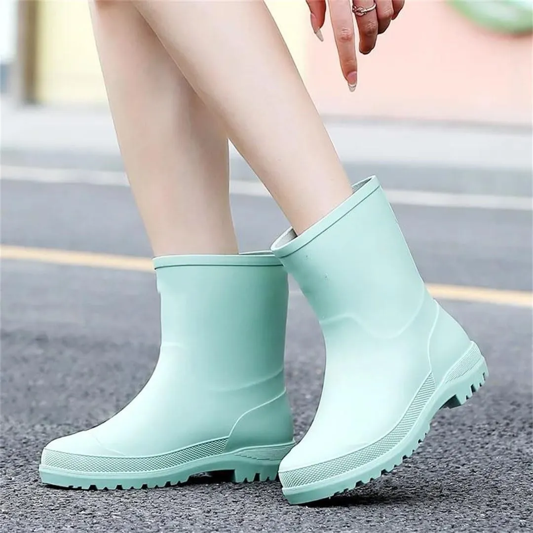 Women's Color Rain Boots Mid-Calf Rain Boots Waterproof And Non-Slip Outer Wear Gardening Work Shoes